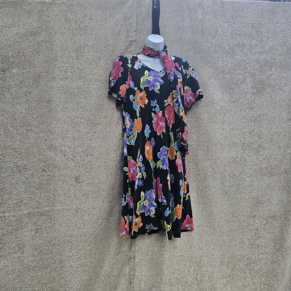 Liz Claiborne Multicolor Floral Kids Dress with Scarf‎